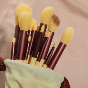 Kuas Makeup Cewek Bulu Tebal Brush One Set 13PCS Pouch Powder Foundation Eyeshadow Concealer Bedak Brush Make up Beauty Tools Portable Halus Lembut Kualitas Impor