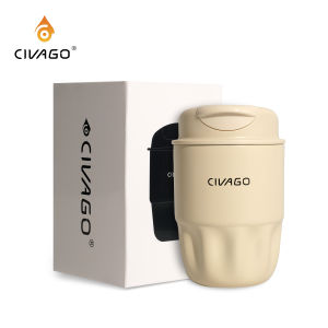 CIVAGO（10oz）กาแฟสแตนเลสด้านในเป็นเซรามิกถ้วยมีฝาปิดกระติกน้ำสุญญากาศแก้วสำหรับเดินทางที่สะดวก
