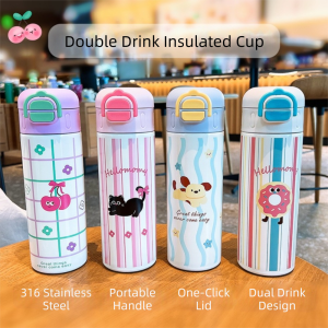 ADDO 500มล. ถ้วยเก็บความร้อน พร้อมหลอด 316 สแตนเลส ขวดเก็บความร้อน คุณภาพสูง ดื่มสองครั้ง แก้วน้ำ นักเรียนผู้ใหญ่เด็ก