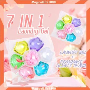 7 IN 1 Flower Laundry Gel With Scent Beads Gel Pod Detergent Washing Cleaner Concentrate Softener Cleaning Fragrance Gel