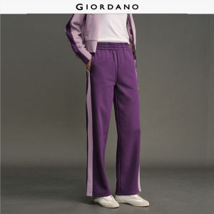 Giordano Women Fleece lined contrast panel sweatpants Free Shipping 12415054
