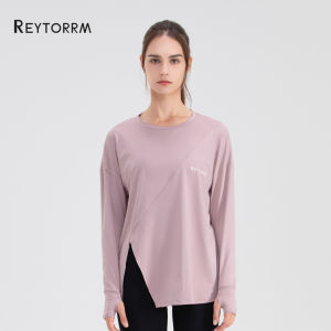Reytorrm Baju Atau Atasan Olahraga Wanita Lengan Panjang Hijab Sport Kaos Long Sleeve T-Shirt Yoga Oversize（CX009)