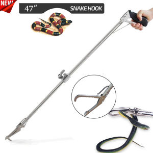 120cm Snake Tong Professional Collapsible Snake Catcher Tool With Zigzag Wide Jaw And Metal Automatic LockStainless Steel Reptile Grabber Rattle Catcher