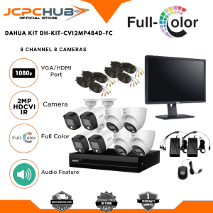 Dahua 8CH 8 Camera 2MP Full Color CCTV Kit Package | 1080P HD Security System with Audio Mic & Mobile Remote Access