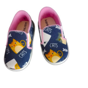 sepatu anak laki laki perempuan slip on usia 1-3 tahun motif kucing navy kenkoa