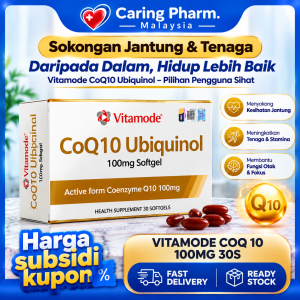 Vitamode CoQ10 Ubiquinol 100mg 30 Capsules KKM Halal Gold Standard Multivitamins Immune System Metabolism Health Support Daily Wellness Antioxidant