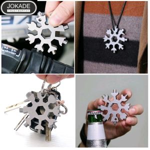 Kunci salju 18in1 multi tool gantungan kunci multifungsi pocket tool 18in1 snowflake tool