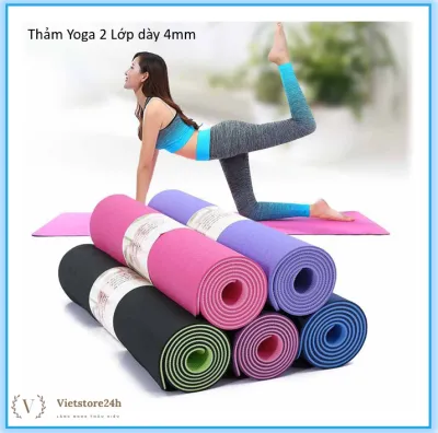 Thảm Tập Yoga Chống Trượt 2 Lớp Dày 4mm Cao Cấp Chống Trơn Trượt Thảm Tập Gym Tập Thể Dục