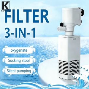 Keranixy 3-in-1 Fish Tank Filter Portable Silent Aquarium Internal Filter Oxygen Submersible Fish Tank