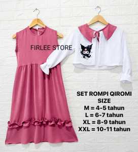 BAJU GAMIS ANAK KIROMI SET INER DAN OUTER ANAK PEREMPUAN 4-11 TAHUN BAHAN CRINKLE VIRAL BISA COD