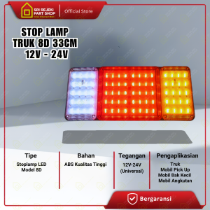 Stoplamp Pickup/Truk LED Model 8D - 33cm - 24V - Desain Modern Pencahayaan Maksimal!