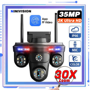 35MP 18K Four Screens 30X Zoom WiFi IP Camera Outdoor Three 360 PTZ Camera Auto Tracking Security CCTV Surveillance Cameras