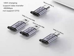 PL GLO Usb-C to Mini USB MicroUSB Adapter Micro to TypeC Mini USB Converter Connector Support Charge Data Sync 480Mbps