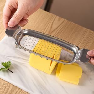 Stainless Steel Cheese Slicer Wire Cutter for Butter and Goose Liver Kitchen Gadget with Sharp Blade Durable Metal Cheese Divider Ideal Christmas Gift Butter Cutting Gadget|Functional Design|Stainless Steel Construction