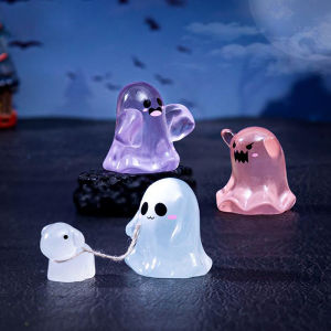 QUANSEN 5PCS Cute Dollhouse Luminous Ghost Doll Miniature Models DIY Accessory Doll House Decor Halloween Ornaments Glow In The Dark Toy