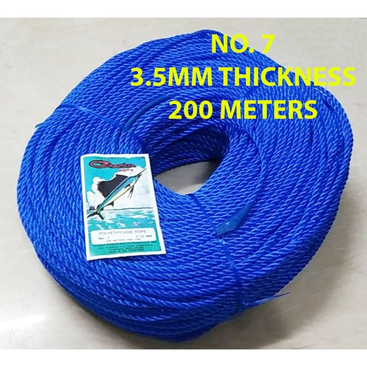 NYLON ROPE NO. 7 ( 3.5MM THK X 200 MTRS LONG ) TALI LUBID RAMDOM COLOR ...