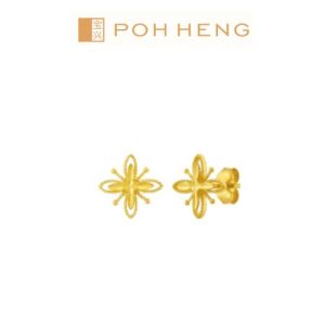Poh Heng Jewellery 22K Isotoxal Star Earrings in Yellow Gold [Price By Weight]