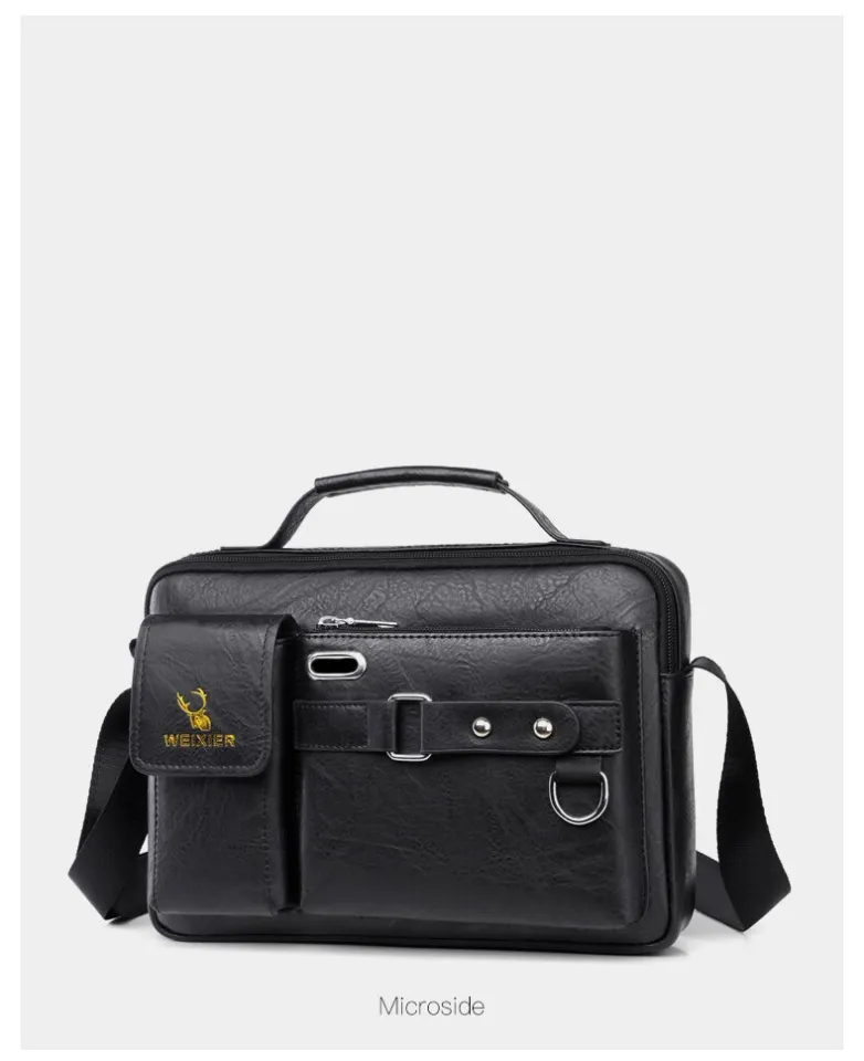 WEIXIER Fashion Men's Shoulder Bag Portable PU Leather Handbag