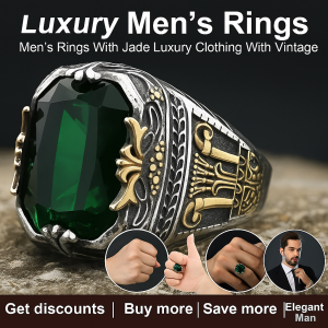 Attenting Party Bully Mens Gorgeous Jade Ring Vintage Luxury Ring