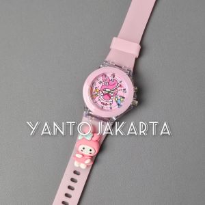 Jam tangan anak perempuan karakter kartun glow in the dark