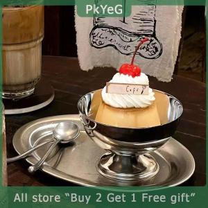 [COD] PkYeG KITCHEN Ice Cream Cups Salad Bowl Stainless Steel Bowl Dessert Fruit Plate Snack Dish Party Supplies