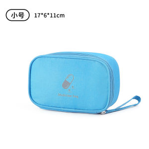 Medicine Storage Bag Portable First Aid Pouch with Zip Compartments a Fabric Organiser for Tablets Plasters and Small Items for Travel and Home Carry Handle on Top Compact and Light