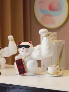 大力招財貓麒麟臂肌肉招財貓店鋪開業前臺裝飾品擺件 Strongly Cat Kirin Arm Muscle Robbing Fortune Cat Shop Opening Give Gifts Front Counter Decorations Ornaments