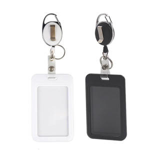 Sturdy Retractable Badge Holder with Carabiner Reel Clip Vertical ID Cards Holder for Professional and Students