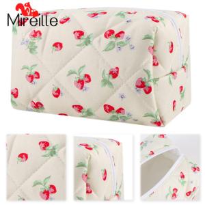 Makeup Bag Strawberry Lemon Pattern Clutch Purse Toiletry Organizer Bag Portable Travel Bag Toiletry Bag for Women Girls