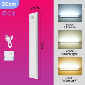 Dimmanle Led Cabinet Light Motion Sensor Lights Usb Rechargeable Wireless Automatic Wardrobe Lamp 20cm 40cm