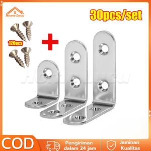 30pcs 30×30 40×40mm Siku Penyangga Rak Dinding Stainless Steel Siku L Penahan Ambalan Rak Lemari Pakaian Model Tempel