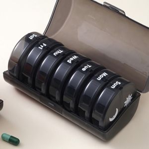 Portable Travel Pill Box 7 days Organizer 14 grids with Large Compartment Detachable Medicine Box