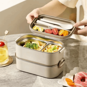 KODUS Leakproof Lunch Box Divided Stackable Food Container Microwave Available Large Capacity Stainless Steel Food Box Office
