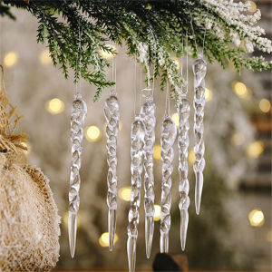 【YHdecor】5/12Pcs Transparent Icicle Acrylic Christmas Decoration Set For 2023 Xmas Party Decor Accessories Christmas Tree Ornaments Pendant Home Decorations 01