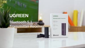 UGREEN 2 in 1 Bluetooth Car Adapter Bluetooth 5.1 Stereo Transmitter Receiver Wireless 3.5mm Aux Jack Adapter Car Kit Mic