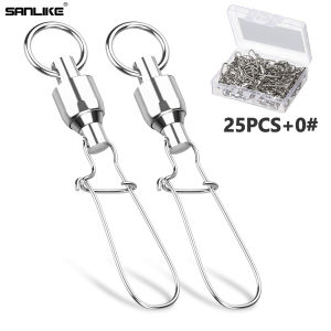SANLIKE 25pcs Ball Bearing Swivels Clasp Stainless Steel Connector Rotation Welding Ring Fishing Equipment