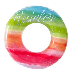 SEKINEW Transparent Swimming Ring Glitter Sequin Heart Pool Float Swimming Ring Thickening No Flip Over Inflatable Swimming Circle Adult