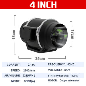 Exhaust Fan 4"/5"/6"/8"inch diagonalflow pressurized fan bedroom livingroom toilet guest room kipas ekzos High Suction Power Extractor FanVentilation Fan