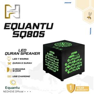 Equantu SQ805 Quran Cube Speaker Lampu Sentuh Al Quran Bluetooth HD 7 Warna 14 Bahasa dan 18 Qari