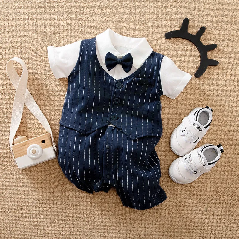 【COD】 Baby boy clothes toddler baby romper jumper clothing formal outfits  one piece for Christening baptismal newborn Newborn Baby Boy Gentleman