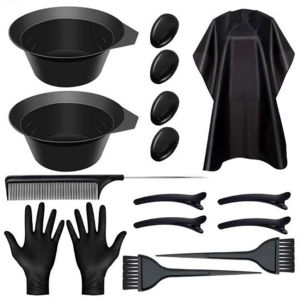 15 Pcs/Set Paket Alat Cat Semir Rambut Salon / Mangkok Semir Sisir Semir Rambut Kuas Cat Rambut / Jubah Cat Semir Rambut / Sarung Tangan Karet / Tutup Telinga Kuping Untuk Cat Rambut / Jepit Rambut Bebek Salon