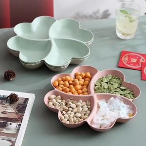 4-Compartment Appetizer Serving Tray Snacks Plate Food Storage Tray Fruit Plates Divided Candy Dessert Container