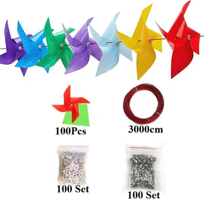 100Pcs Plastic Pinwheels Multicolor Birthday Party Grand Opening Decorations Party Supply
