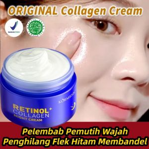 Collagen Retinol Night Cream BPOM 30gr Cream Flek Hitam Membandel Cream Siang Malam Glowing Cream Pencerah Wajah Pelembab Wajah Kering dan Kusam Penghilang Flek Hitam Mencerahkan Kulit Mengecilkan pori-pori Anti Penuaan Anti Kerut