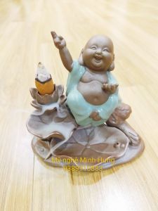 Dụng cụ thác khói xông trầm bằng gốm sứ tiểu cảnh di lặc phong thủy đẹp mới nhất