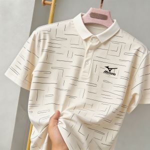 Simple Classic Printed Polo for Men Formal Sports Quick Dry Polo Shirts for Men Fashion Short Sleeved Polo Shirts for Men Thick Fabric Breathable Drifit Tops