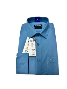 Áo sơ mi dài tay Việt Tiến xanh vân họa tiết 1T6531- Regularfit vạt bầu có size lớn
