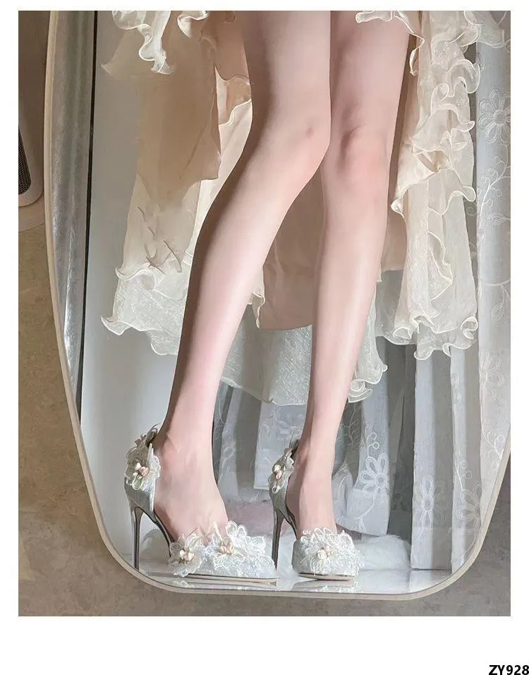 Kasut Wanita Baru Bunga Stiletto Kasut Tunggal 2023 Kahwin dengan