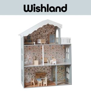 Wooden Blossom Dollhouse Ages 3+ Mini Furniture and Floral Interiors Gift For Girls by WISHLAND