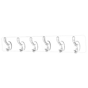 5PCS 3/5/6 Row Transparent Perforated Hooks Multi Functional Bathroom Kitchen Seamless Adhesive Hook Wall Self-adhesive Clothes and Hat Hooks【Warm Homie】